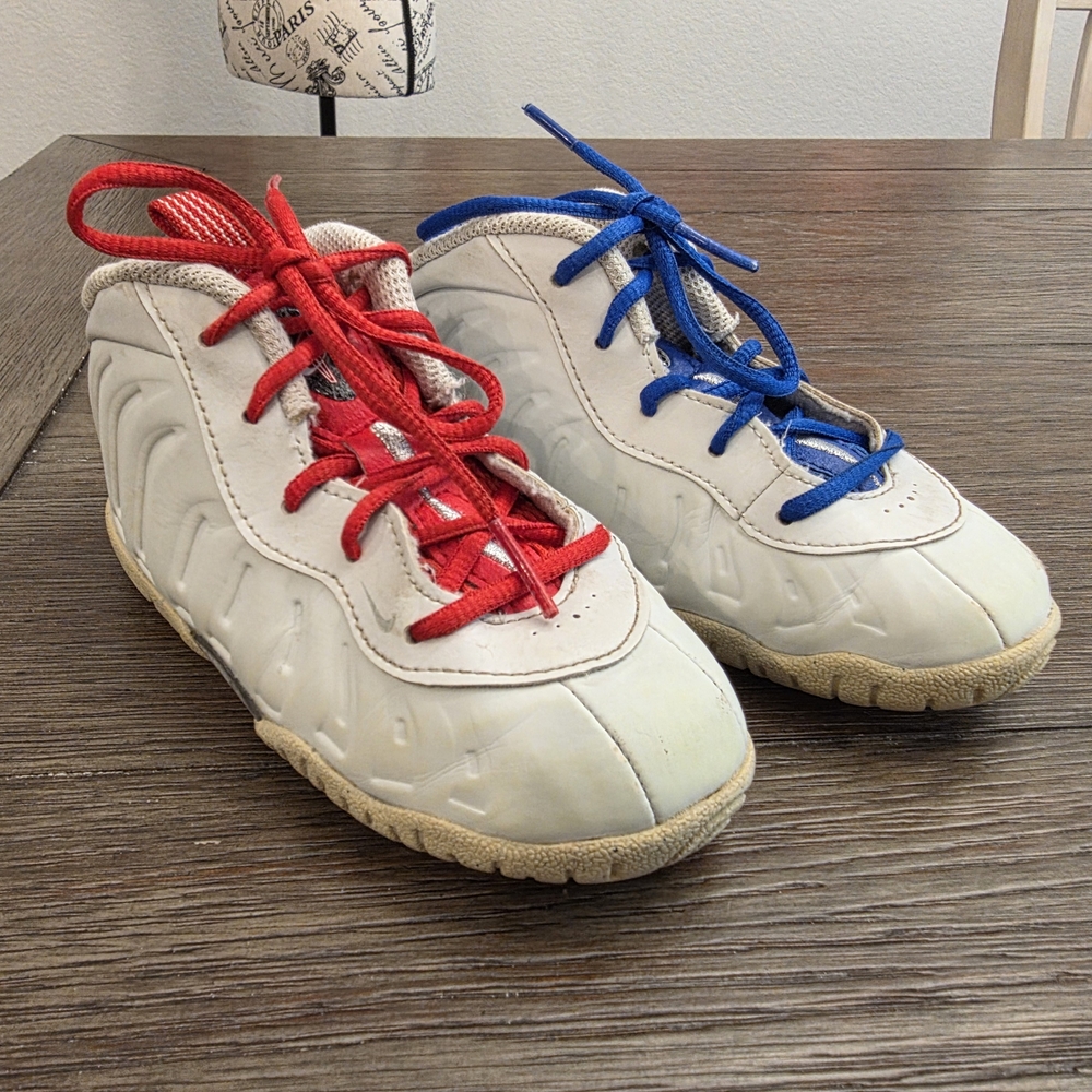 Nike Little Posite One - "USA Moon"  Photon Dust/Metallic Silver/Red/Blue - 9T
